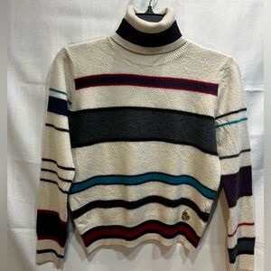 Love Moschino Multicolor Stripes Virgin Wool Turtleneck  Sweater Size 10